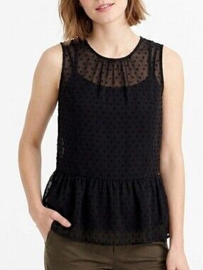 J Crew | Sheer Peplum Dot Top